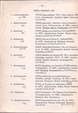 Список адресов отделений
